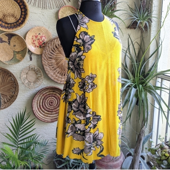 Free People M Paint The Sun Slip Yellow Mini Dress - Picture 2 of 16